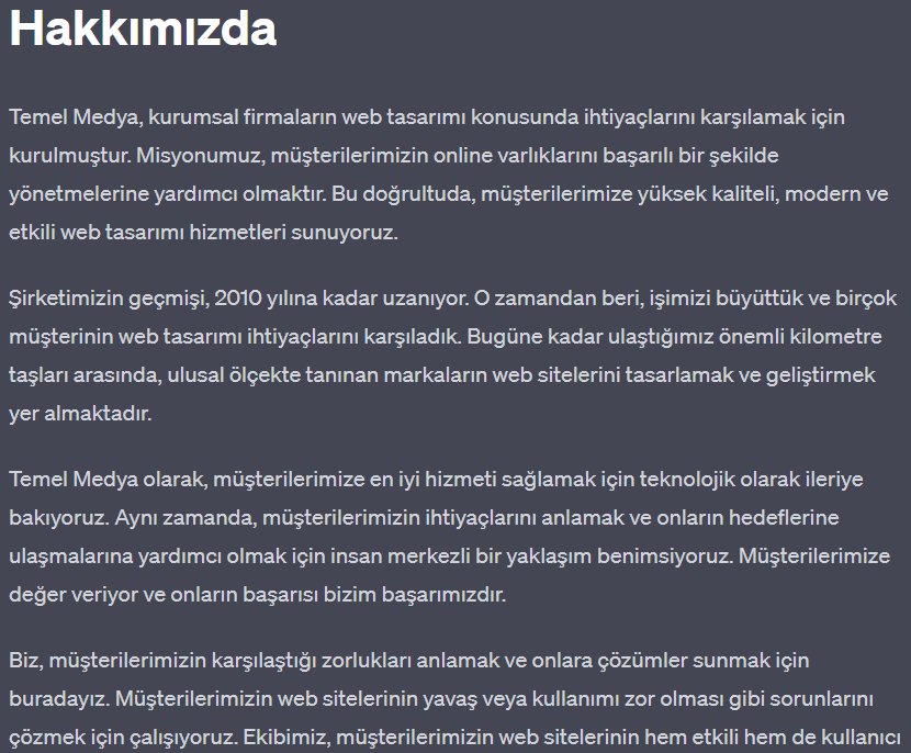 Hakkımızda Yazısı (Detaylı)